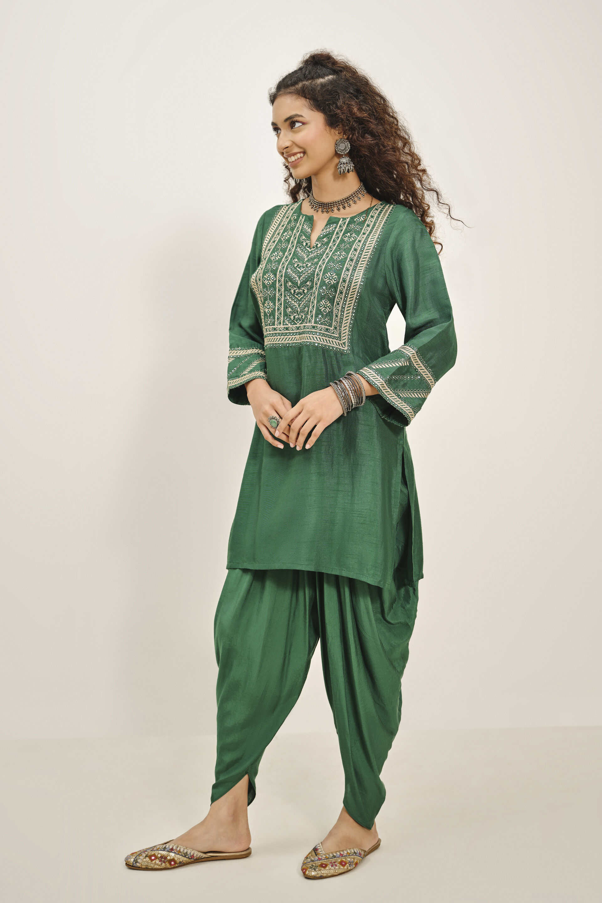 Sargam Kurta Set, Green, image 2